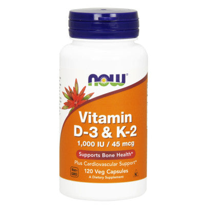 Now Foods Vitamin D3 & K2 1000Iu 45 Mcg - 120 Veg Capsules