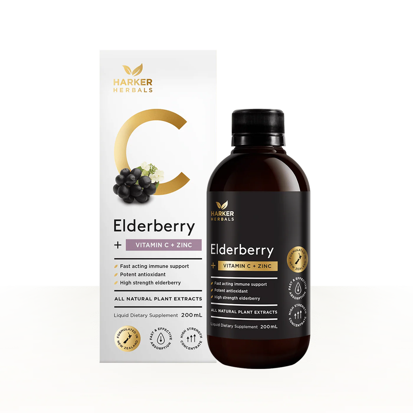 GH Harker Herbal Elderberry + Vitamin C + Zinc Syrup 200ml